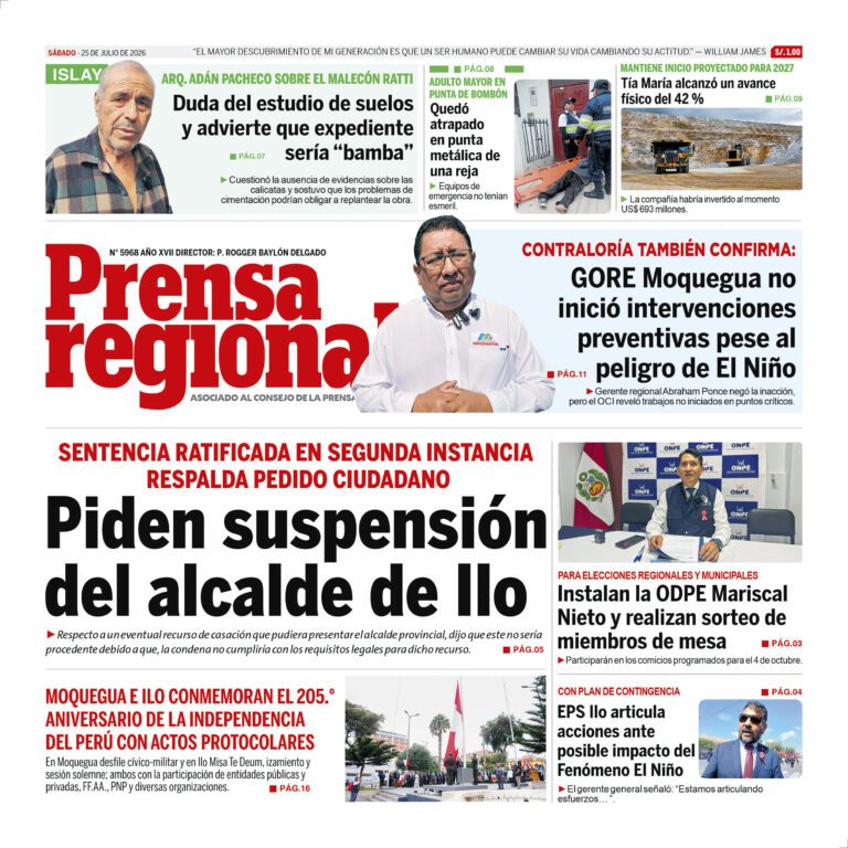La Prensa Regional – Sábado 25 de julio de 2026
