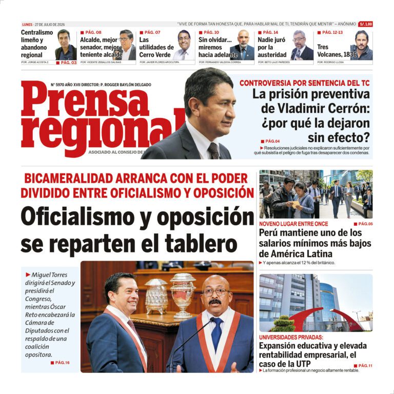 La Prensa Regional – Lunes 27 de julio de 2026