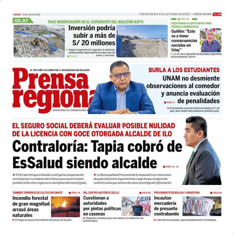 La Prensa Regional – Viernes 31 de julio de 2026