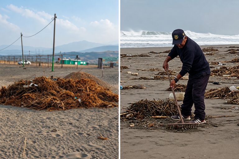 Retiran residuos de vías y playa Motobomba