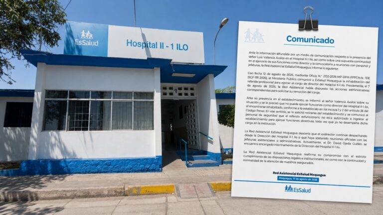 EsSalud dispuso el retiro de exdirector tras presentarse en Hospital de Ilo