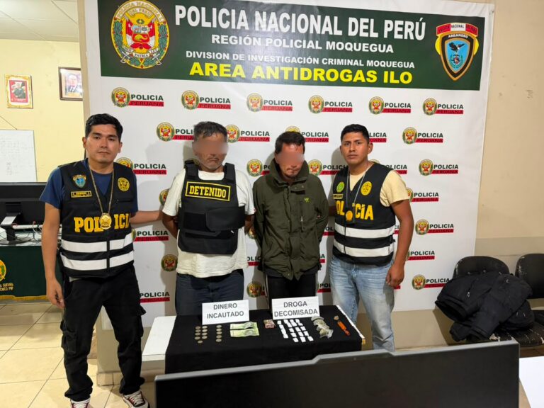 Dos detenidos por presunto tráfico de drogas durante operativo policial en Ilo