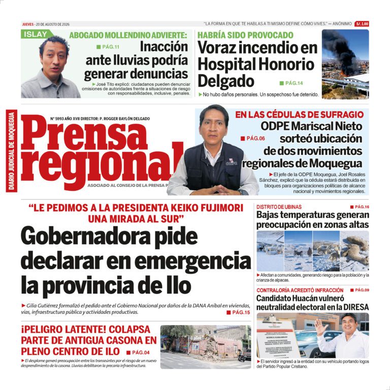 La Prensa Regional – Jueves 20 de agosto de 2026