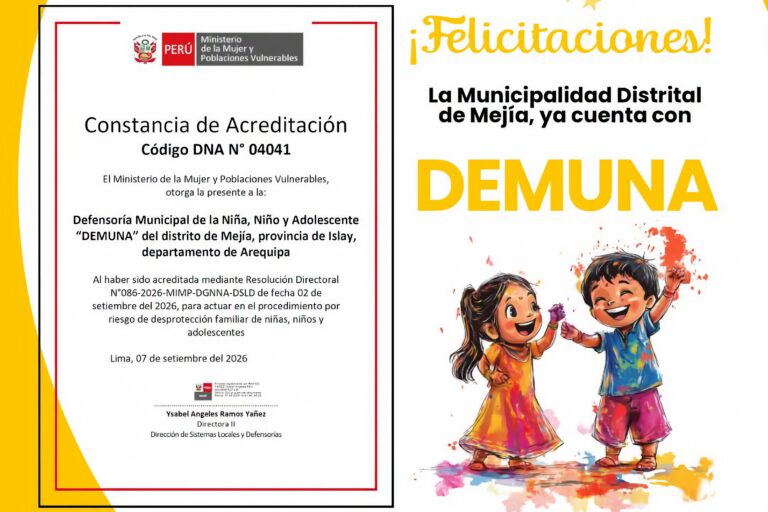 DEMUNA de Mejía podrá intervenir en casos de desprotección familiar