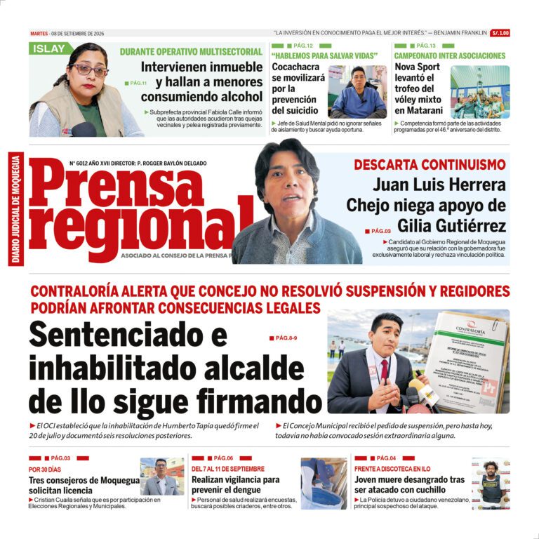 La Prensa Regional – Martes 08 de setiembre de 2026