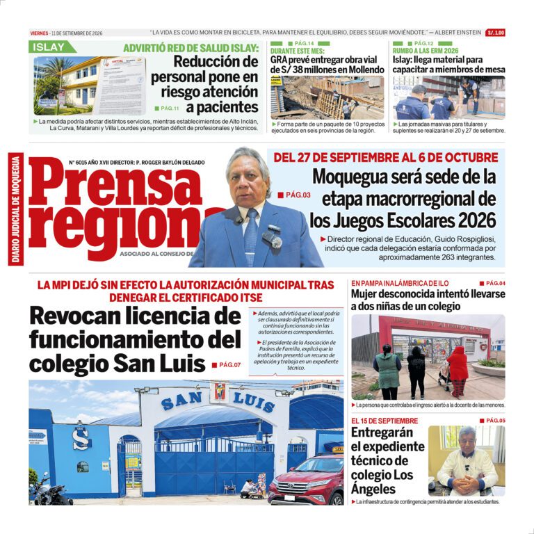 La Prensa Regional – Viernes 11 de setiembre de 2026