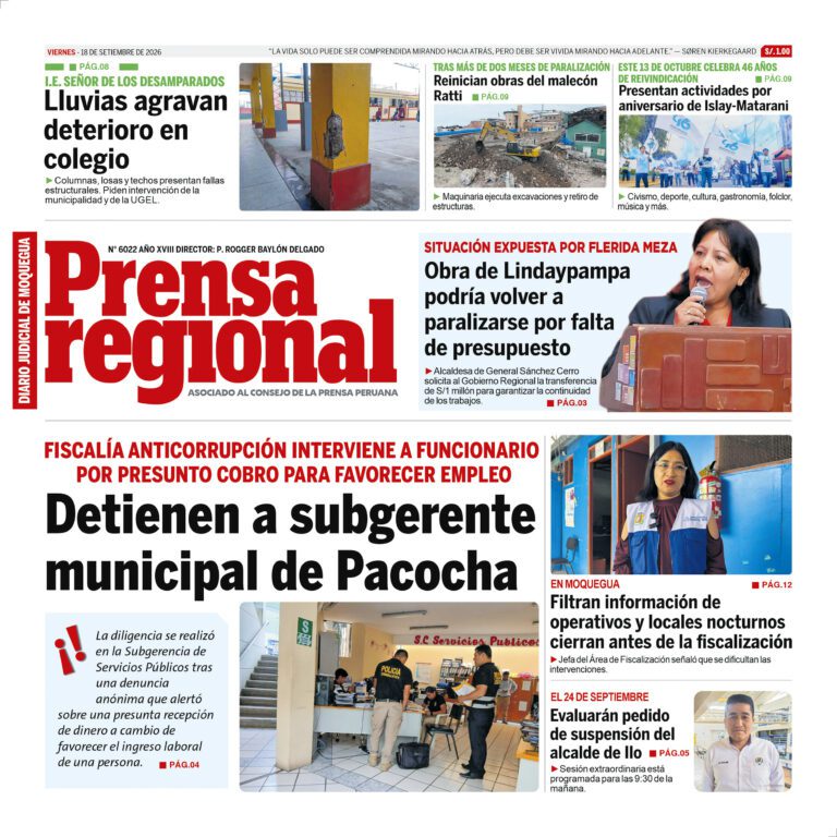La Prensa Regional – Viernes 18 de setiembre de 2026