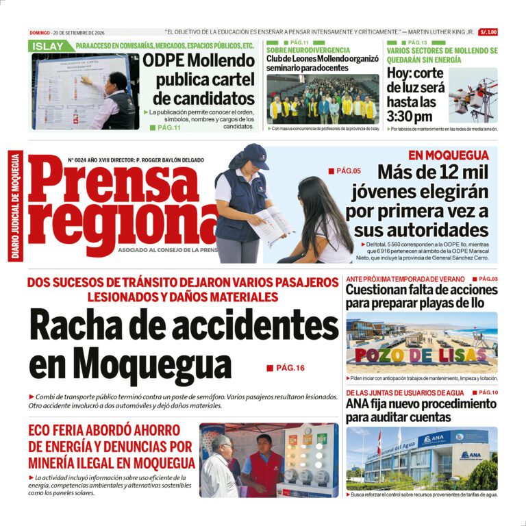 La Prensa Regional – Domingo 20 de setiembre de 2026