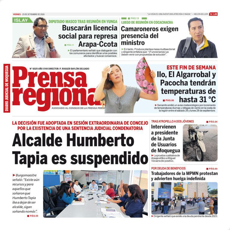 La Prensa Regional – Viernes 25 de setiembre de 2026