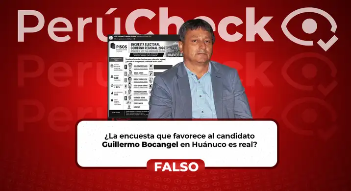 La imagen del supuesto sondeo fue hecha mediante inteligencia artificial, según un análisis forense digital realizado por PerúCheck. El primer lugar en el que figura Guillermo Bocangel es una mentira.