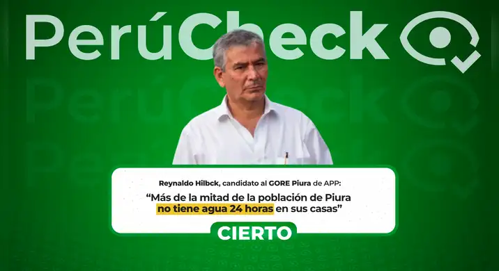 Más de la mitad de la población de Piura no tiene agua las 24 horas del día, como dijo el candidato Reynaldo Hilbck