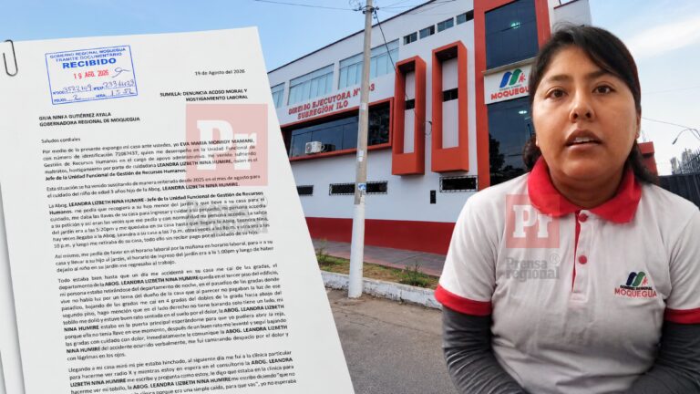 Trabajadora de la Sub Región Ilo denuncia que su jefa le encargaba cuidar a su hijo durante y fuera del horario laboral