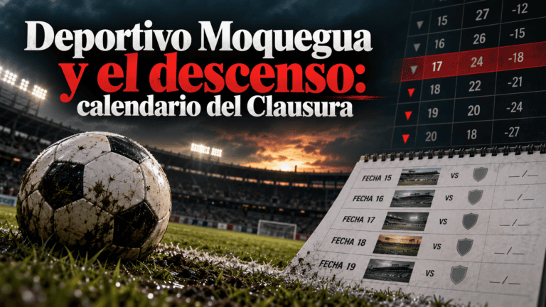 Deportivo Moquegua entra en zona de descenso de la Liga 1 2026: calendario de la recta final