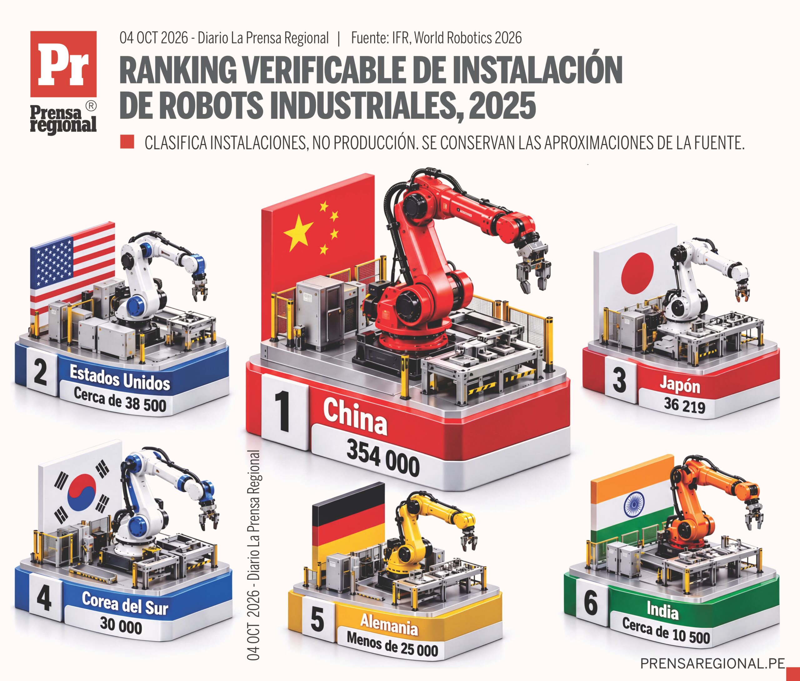 Robótica mundial: China lidera instalación de robots industriales 1 Graficos Ranking Robots Industriales 04102026 scaled La Prensa Regional