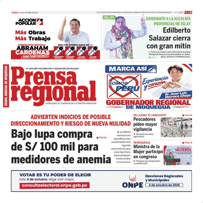 La Prensa Regional – Viernes 02 de octubre de 2026